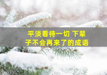 平淡看待一切 下辈子不会再来了的成语